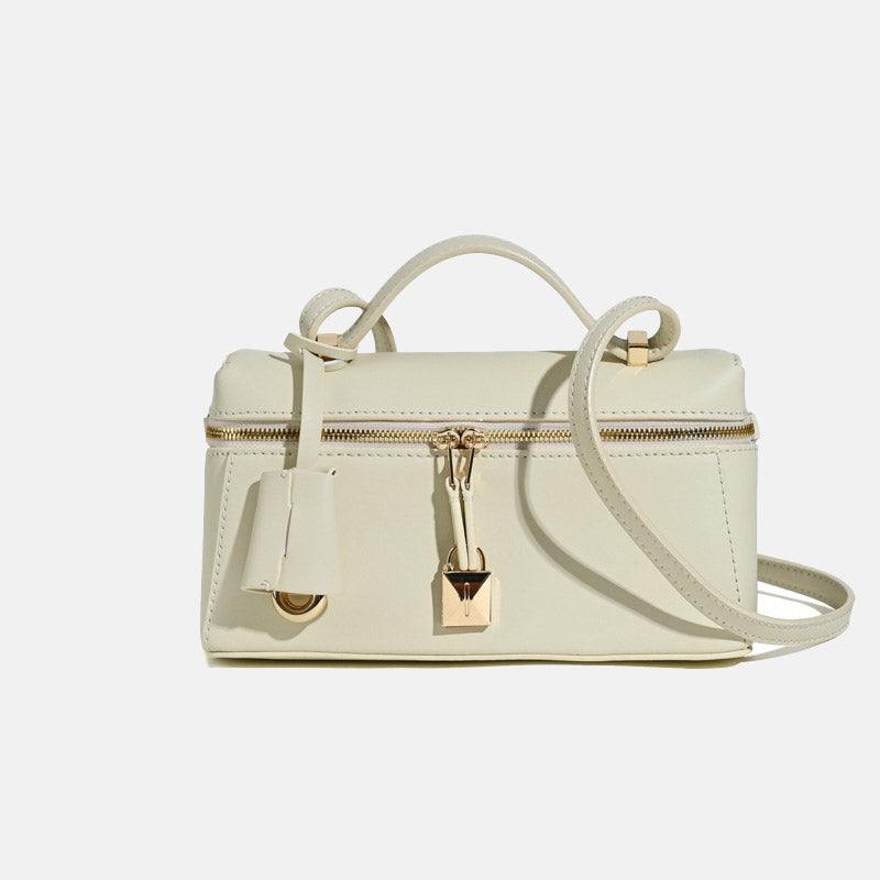 Women’s Minimalist Genuine Leather Crossbody Box Top Handle Bag image