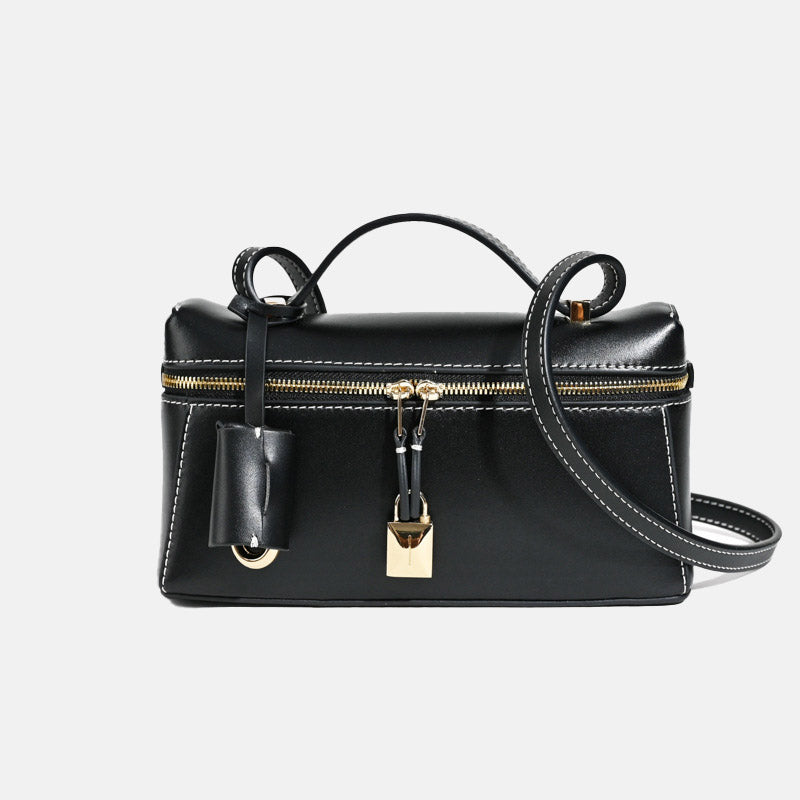 Women’s Minimalist Genuine Leather Crossbody Box Top Handle Bag image 5
