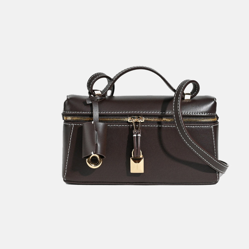 Women’s Minimalist Genuine Leather Crossbody Box Top Handle Bag image 7