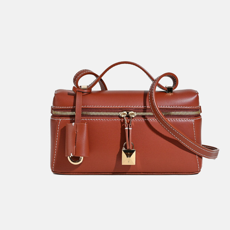 Women’s Minimalist Genuine Leather Crossbody Box Top Handle Bag image 9