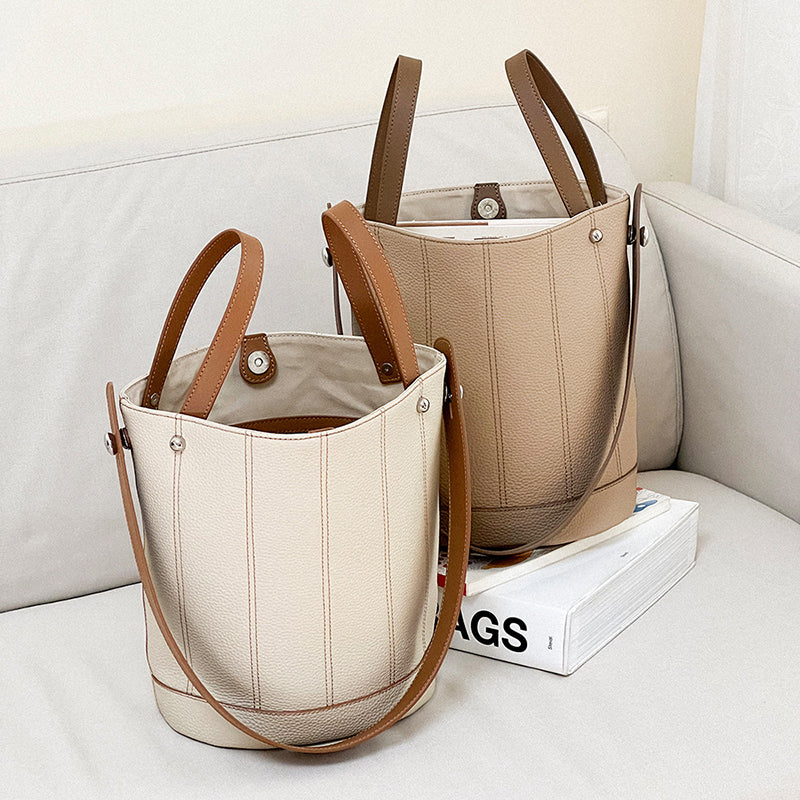 Women’s Minimalist Genuine Leather Crossbody Bucket Bag image 4