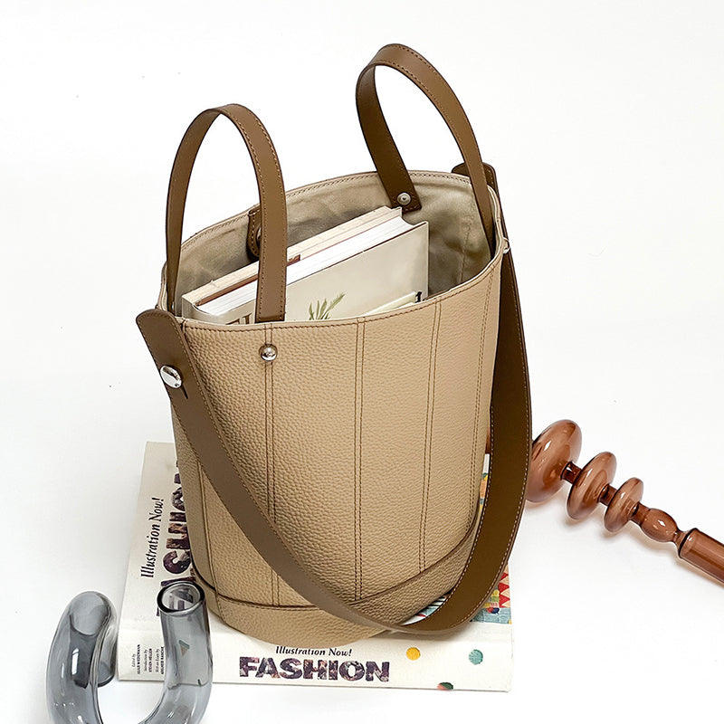 Women’s Minimalist Genuine Leather Crossbody Bucket Bag image 7