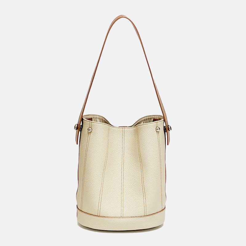 Women’s Minimalist Genuine Leather Crossbody Bucket Bag image