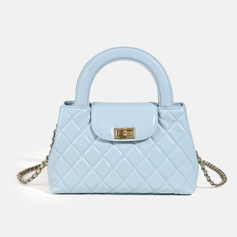 Women’s Minimalist Genuine Leather Crossbody Chain Quilted Handbag image 5