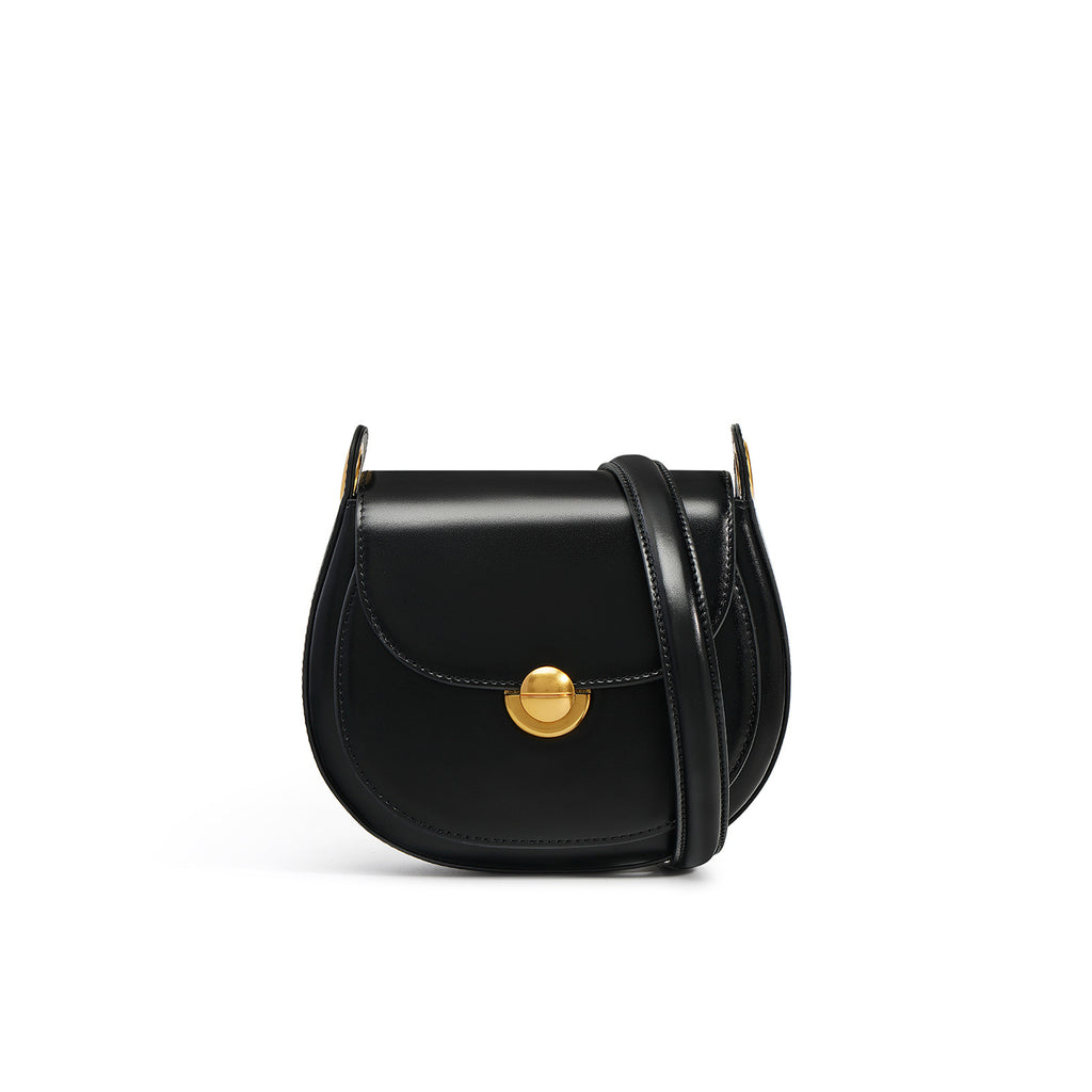 Women’s Minimalist Genuine Leather Crossbody Saddle Bag image