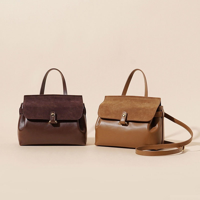 Women’s Minimalist Genuine Leather Drawstring Buckle Crossbody Handbag image 4