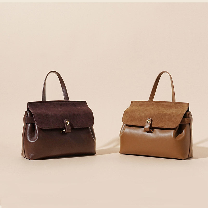 Women’s Minimalist Genuine Leather Drawstring Buckle Crossbody Handbag image 5