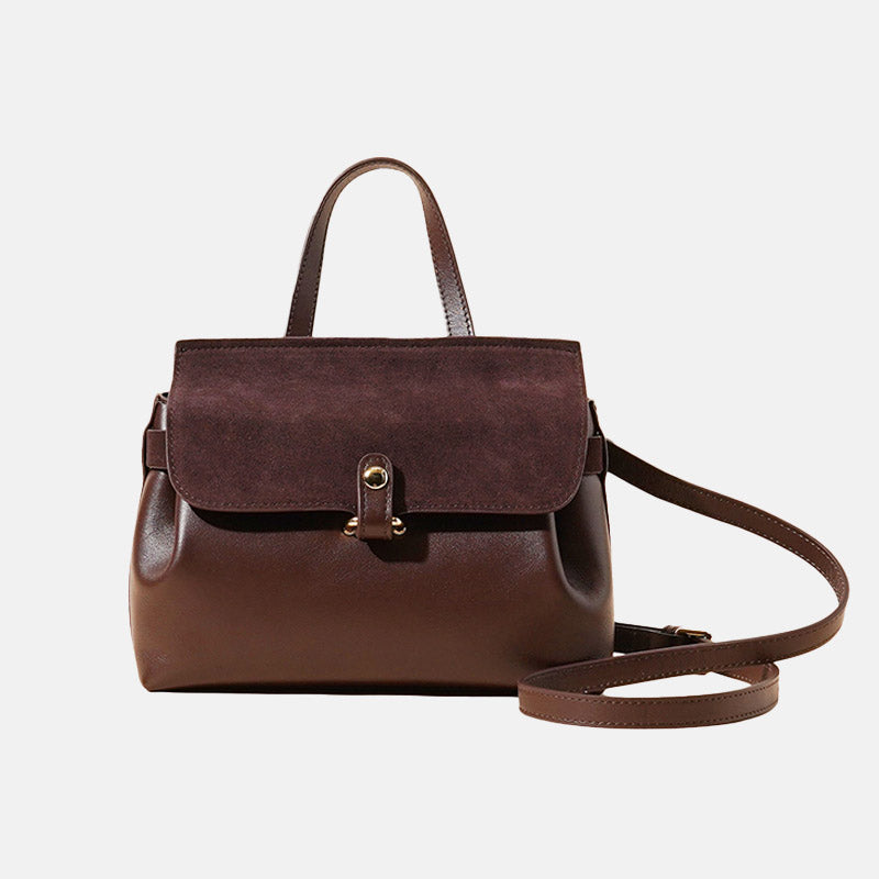 Women’s Minimalist Genuine Leather Drawstring Buckle Crossbody Handbag image