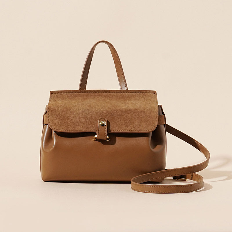Women’s Minimalist Genuine Leather Drawstring Buckle Crossbody Handbag image 7