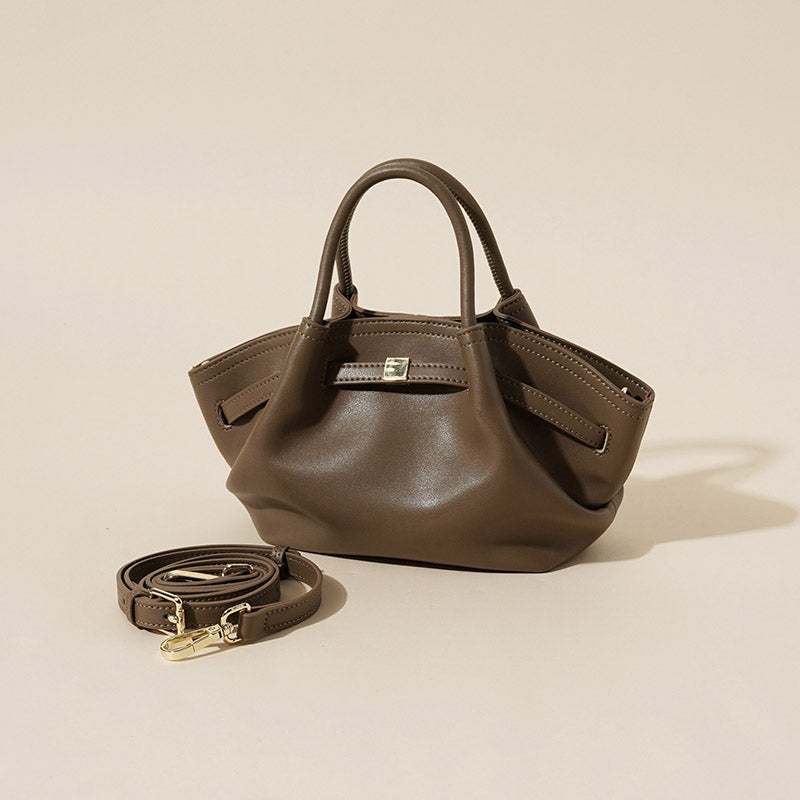 Women’s Minimalist Genuine Leather Dumpling-Shaped Crossbody Tote Bag image 3