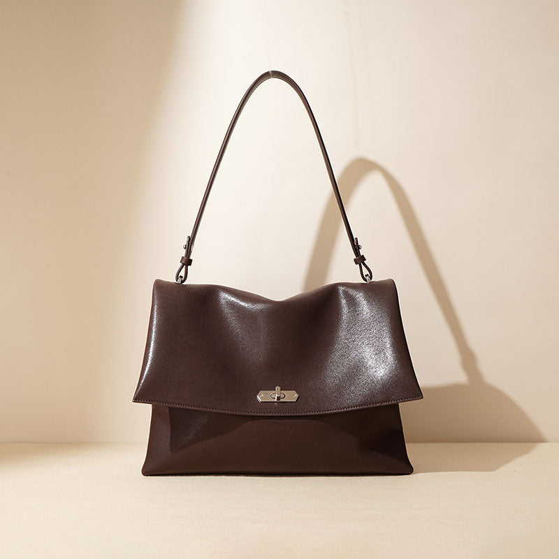Women’s Minimalist Genuine Leather Flap Shoulder Bag image 2