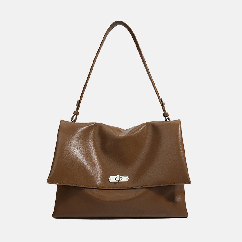 Women’s Minimalist Genuine Leather Flap Shoulder Bag image 3