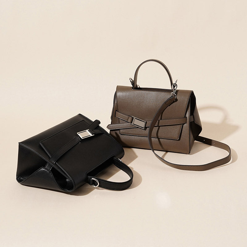 Women’s Minimalist Genuine Leather Flap Top Handle Bag image 5