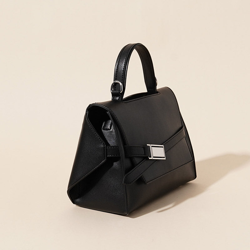 Women’s Minimalist Genuine Leather Flap Top Handle Bag image 3