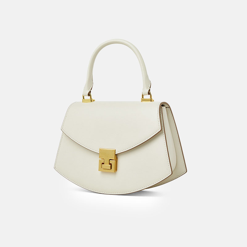 Women’s Minimalist Genuine Leather Flip Lock Crossbody Top Handle Bags image