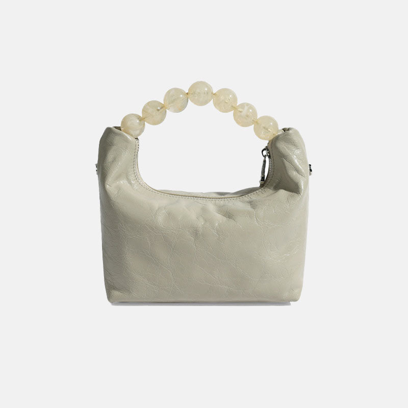 Women’s Minimalist Genuine Leather Folded Crossbody Pearl Top Handle Bag image 6
