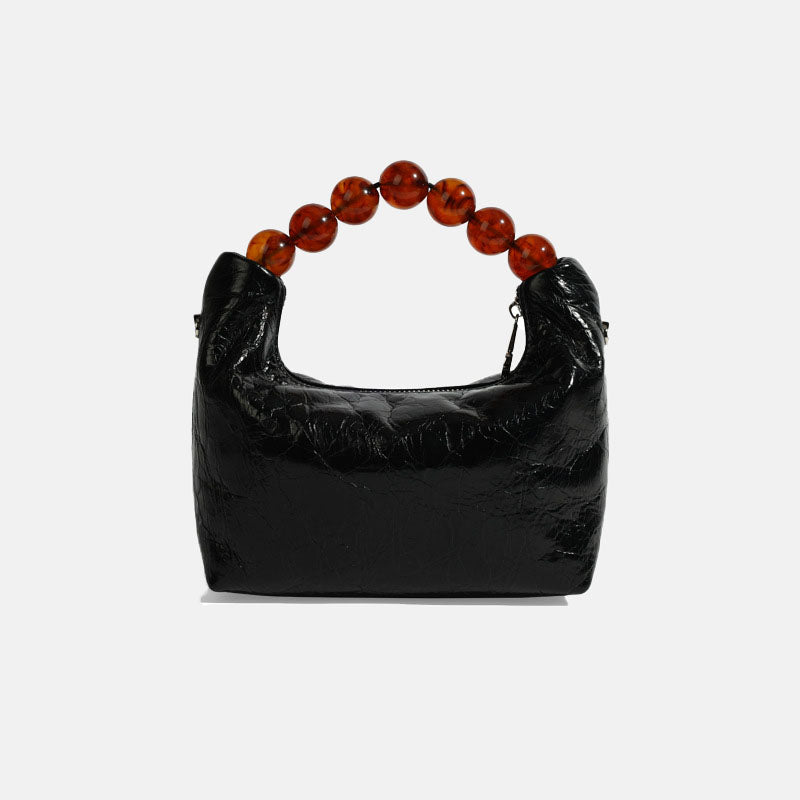Women’s Minimalist Genuine Leather Folded Crossbody Pearl Top Handle Bag image 8