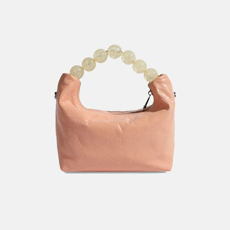 Women’s Minimalist Genuine Leather Folded Crossbody Pearl Top Handle Bag image 7