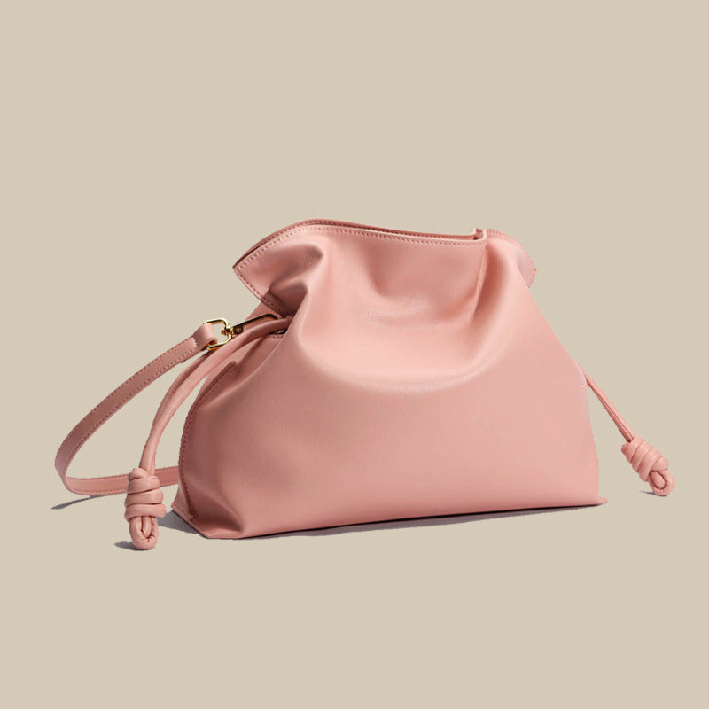 Women’s Minimalist Genuine Leather Foldover Drawstring Crossbody Shoulder Bags image 3