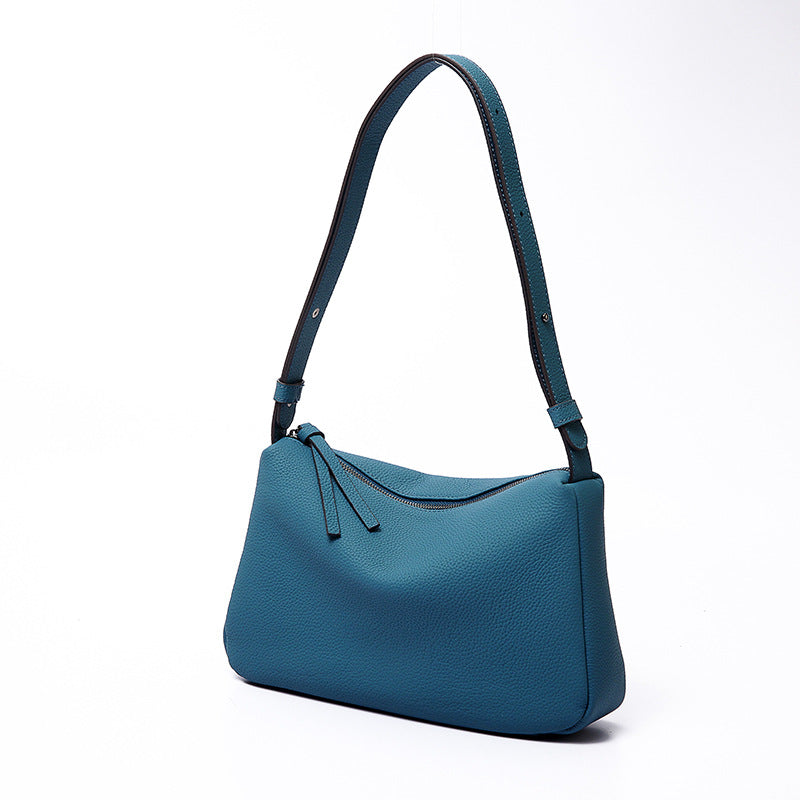 Women’s Minimalist Genuine Leather Hobo Bag with Zipper Closure image 4