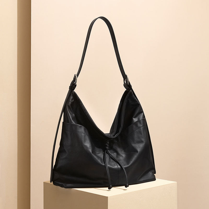 Women’s Minimalist Genuine Leather Hobo Shoulder Bag image 3