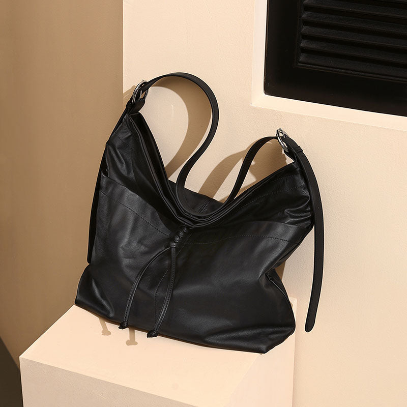 Women’s Minimalist Genuine Leather Hobo Shoulder Bag image 4