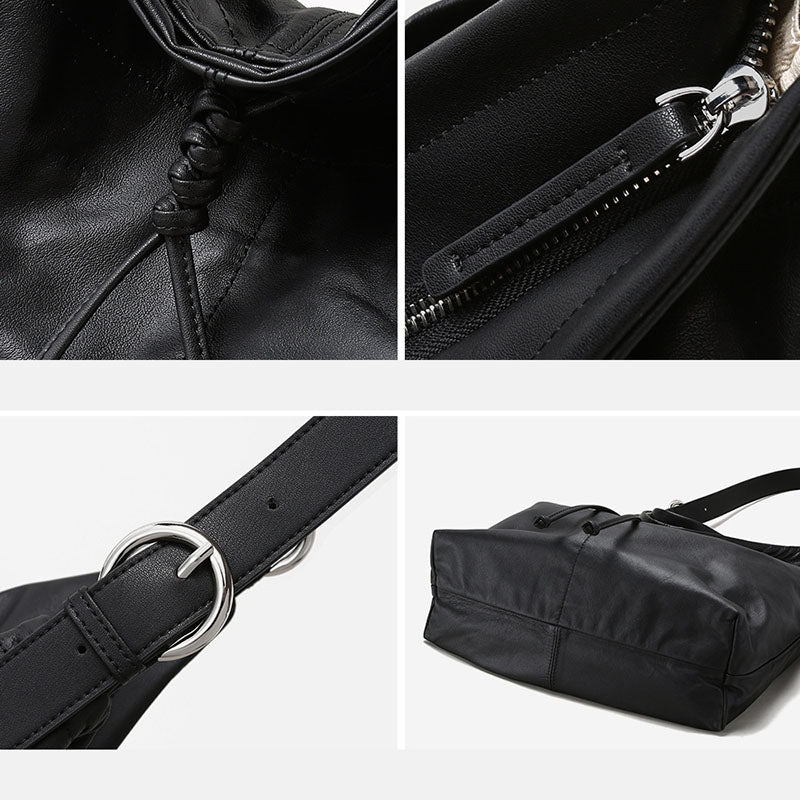 Women’s Minimalist Genuine Leather Hobo Shoulder Bag image 2