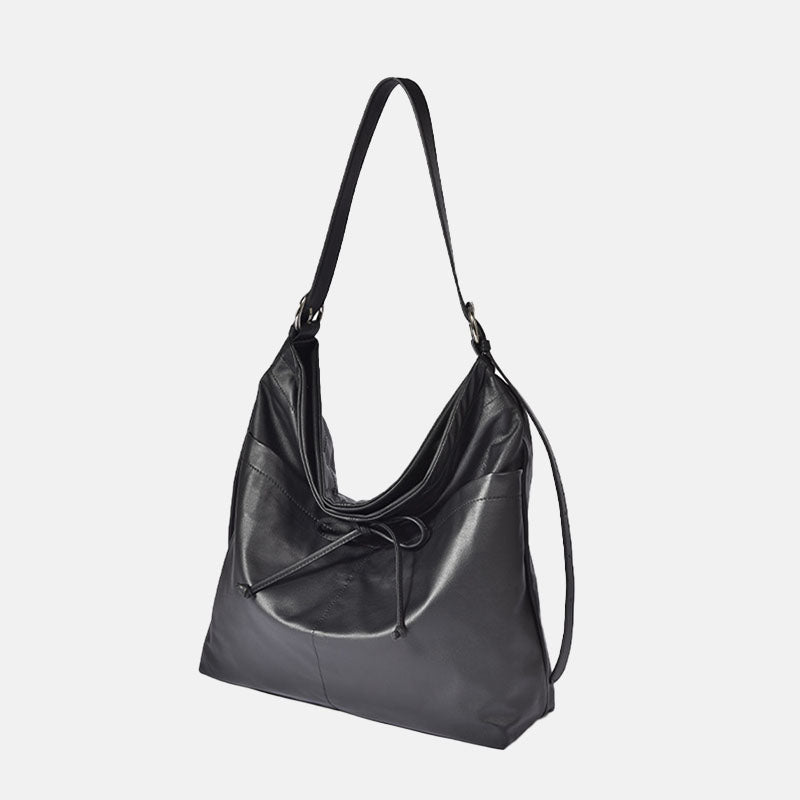 Women’s Minimalist Genuine Leather Hobo Tote Bag image 2