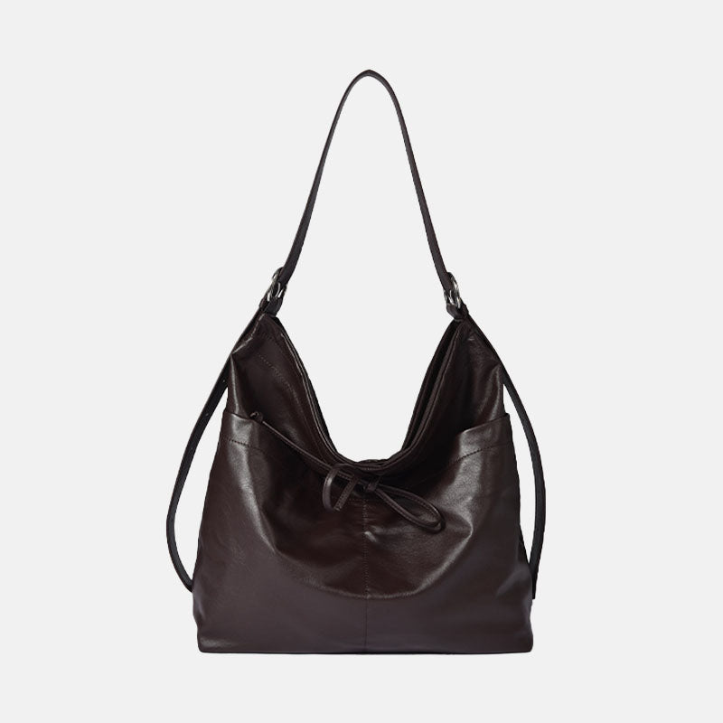 Women’s Minimalist Genuine Leather Hobo Tote Bag image 6