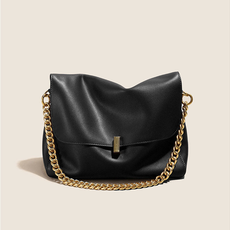 Women’s Minimalist Genuine Leather Lock Buckle Crossbody Chain Messenger Bag image 7