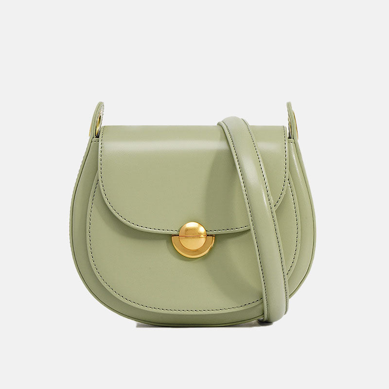 Women’s Minimalist Genuine Leather Lock Buckle Crossbody Saddle Bag image 6