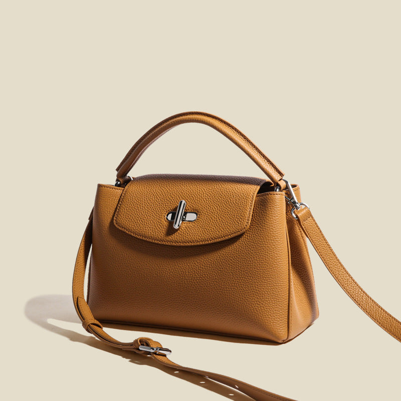 Women’s Minimalist Genuine Leather Lock Buckle Crossbody Shoulder Handbag image 2