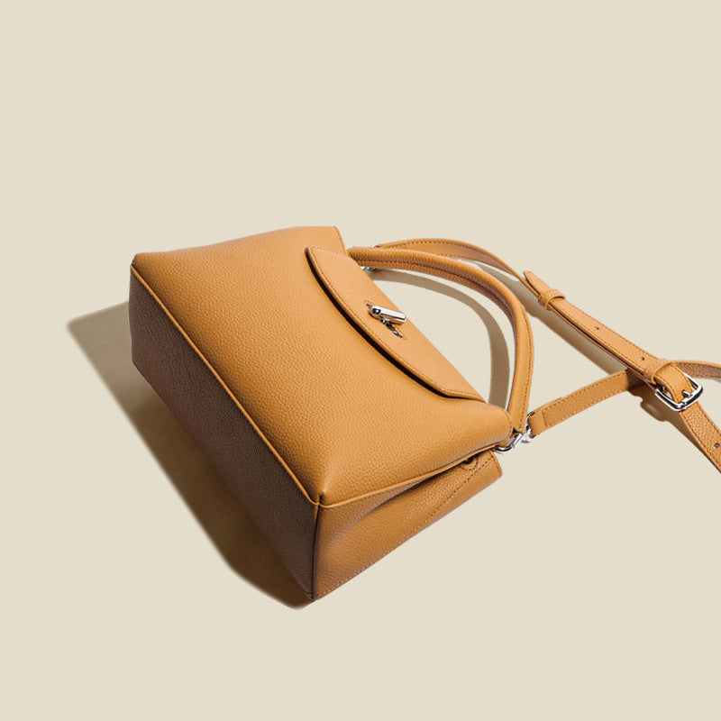 Women’s Minimalist Genuine Leather Lock Buckle Crossbody Shoulder Handbag image 3