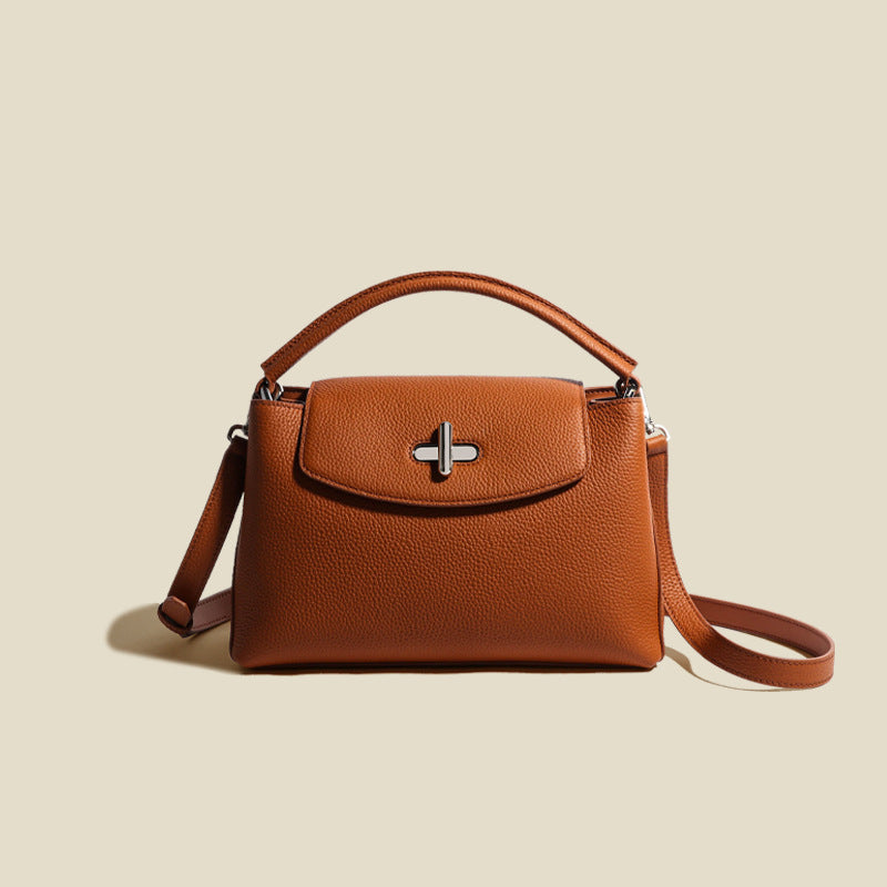 Women’s Minimalist Genuine Leather Lock Buckle Crossbody Shoulder Handbag image 6