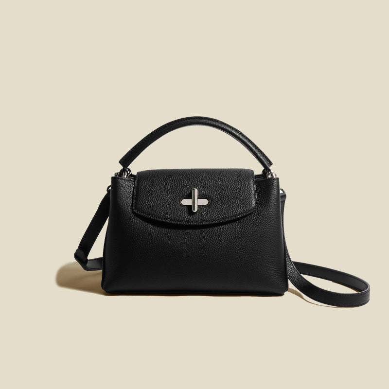 Women’s Minimalist Genuine Leather Lock Buckle Crossbody Shoulder Handbag image 7