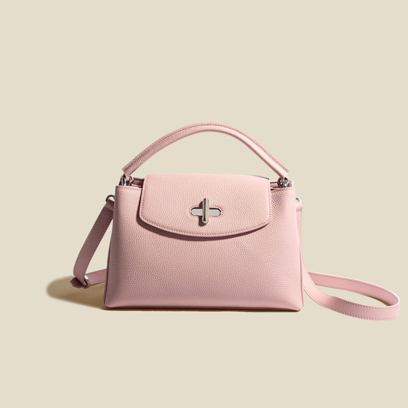 Women’s Minimalist Genuine Leather Lock Buckle Crossbody Shoulder Handbag image 8