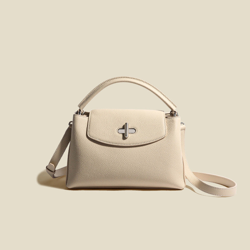 Women’s Minimalist Genuine Leather Lock Buckle Crossbody Shoulder Handbag image 9