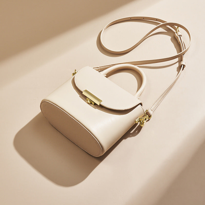 Women’s Minimalist Genuine Leather Lock Buckle Crossbody Shoulder Handbags image 3