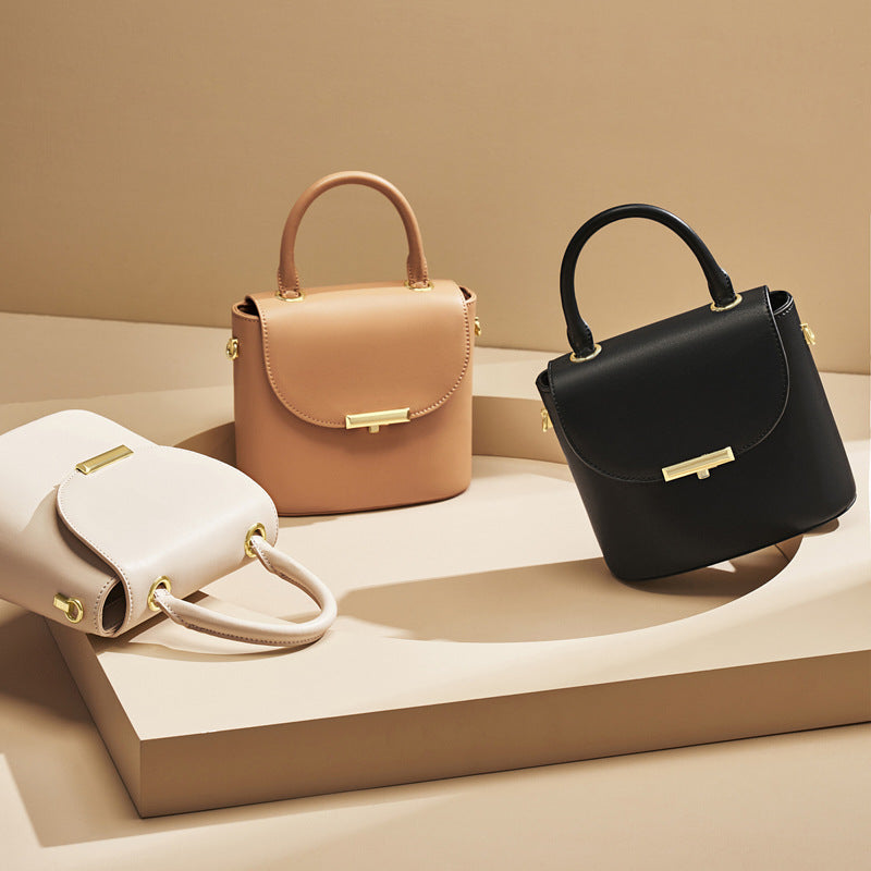 Women’s Minimalist Genuine Leather Lock Buckle Crossbody Shoulder Handbags image 6