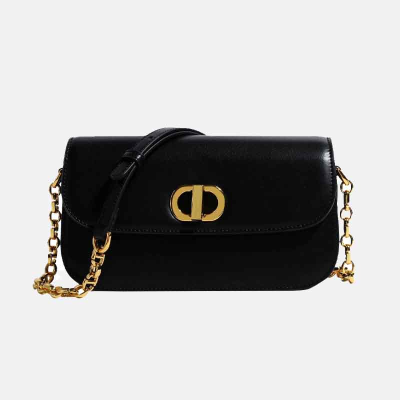 Women’s Minimalist Genuine Leather Lock Chain Crossbody Bag image