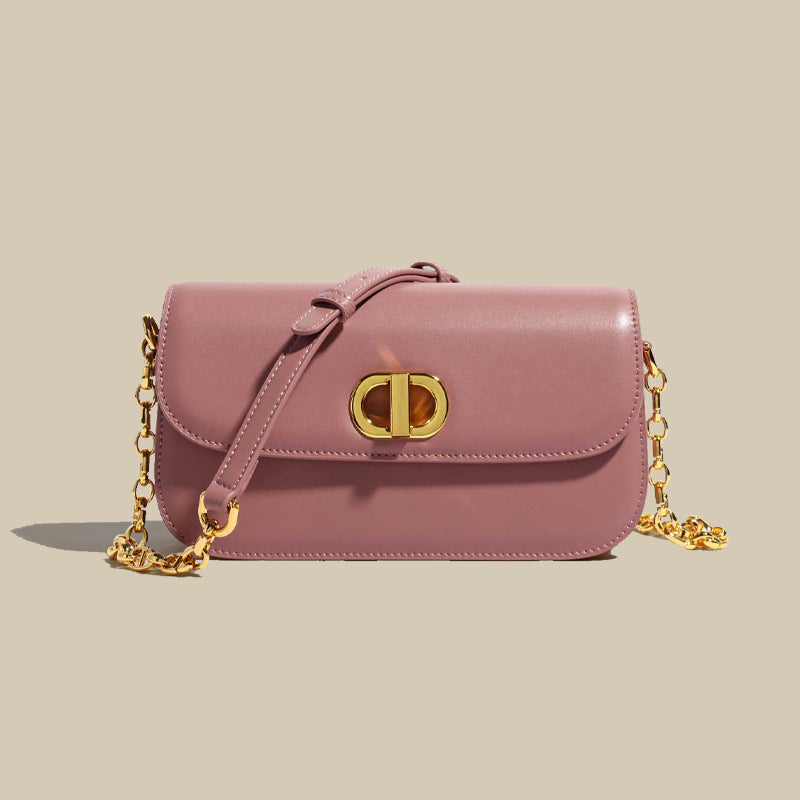 Women’s Minimalist Genuine Leather Lock Chain Crossbody Bag image 6