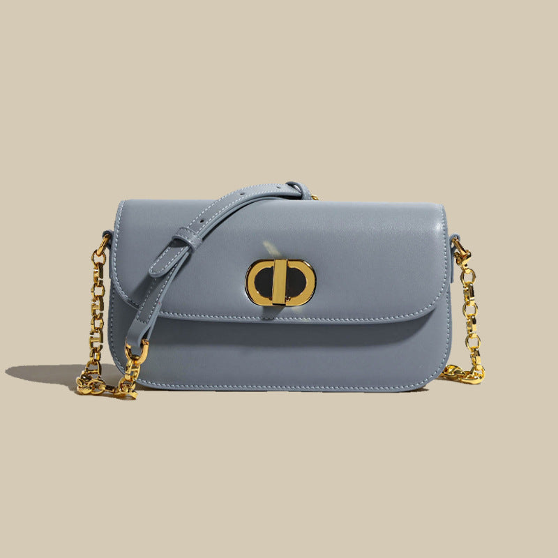 Women’s Minimalist Genuine Leather Lock Chain Crossbody Bag image 7