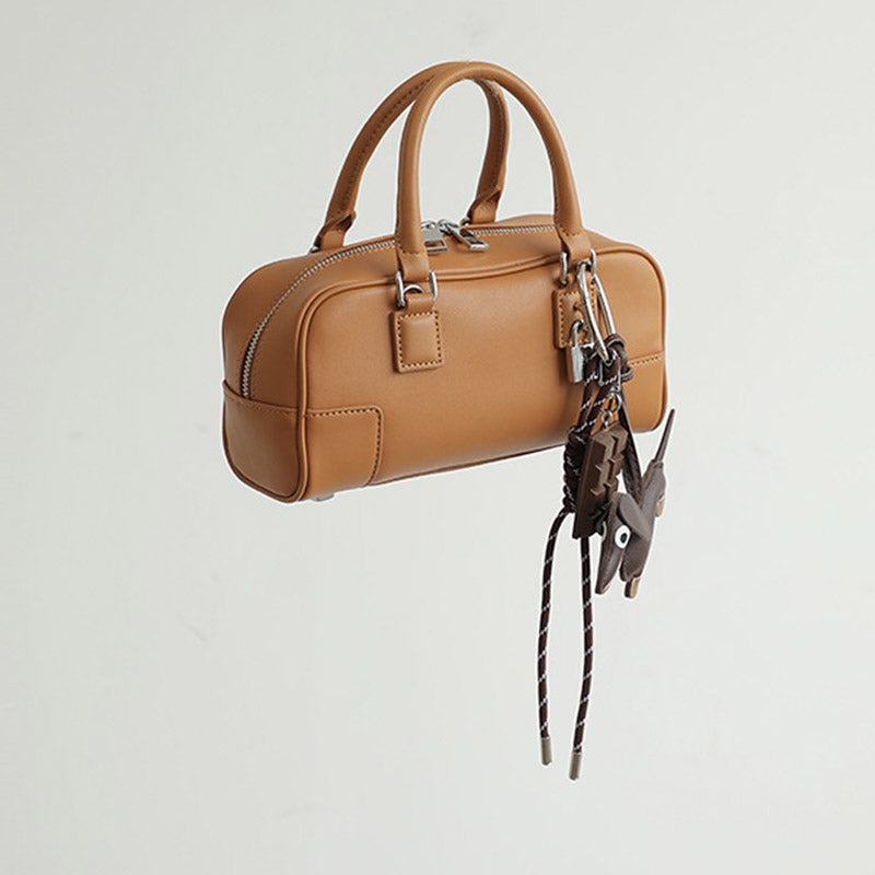 Women’s Minimalist Genuine Leather Lock Charm Handbag image 6