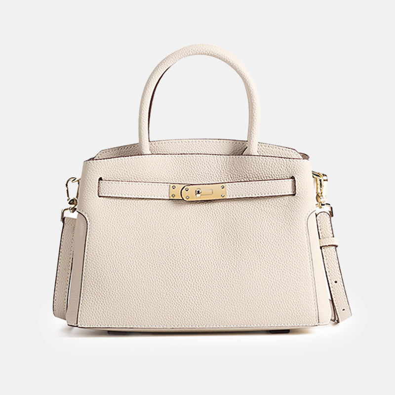 Women’s Minimalist Genuine Leather Lock Clasp Crossbody Top Hand Bag image 9