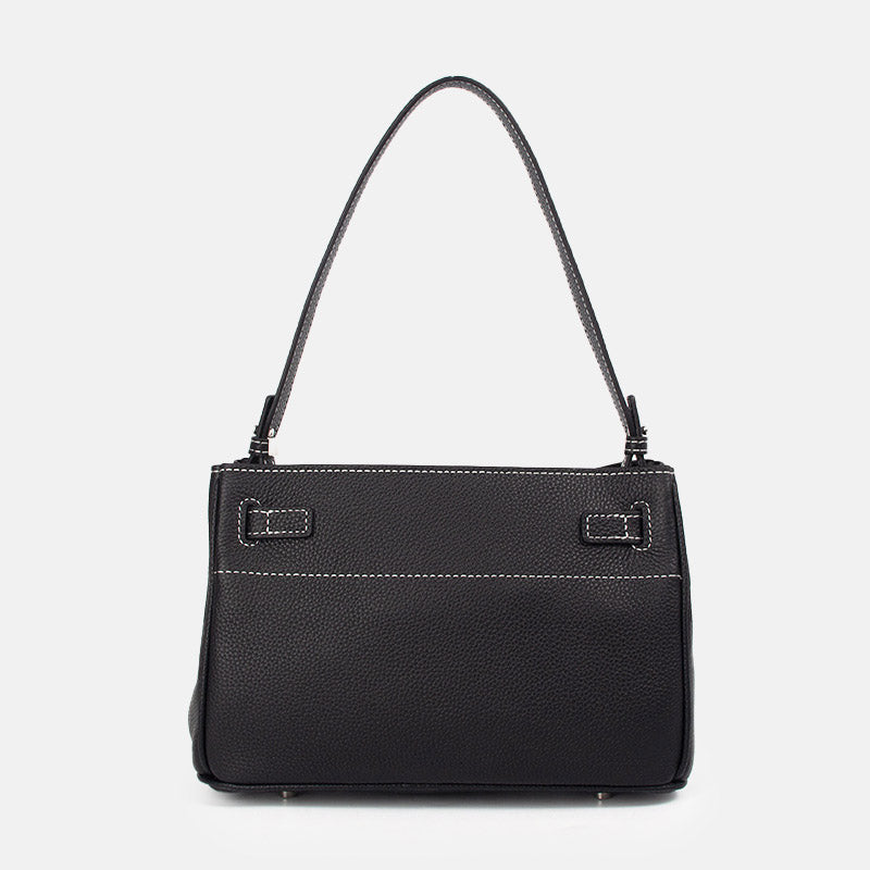 Women’s Minimalist Genuine Leather Lock-Clasp Shoulder Bag image 3