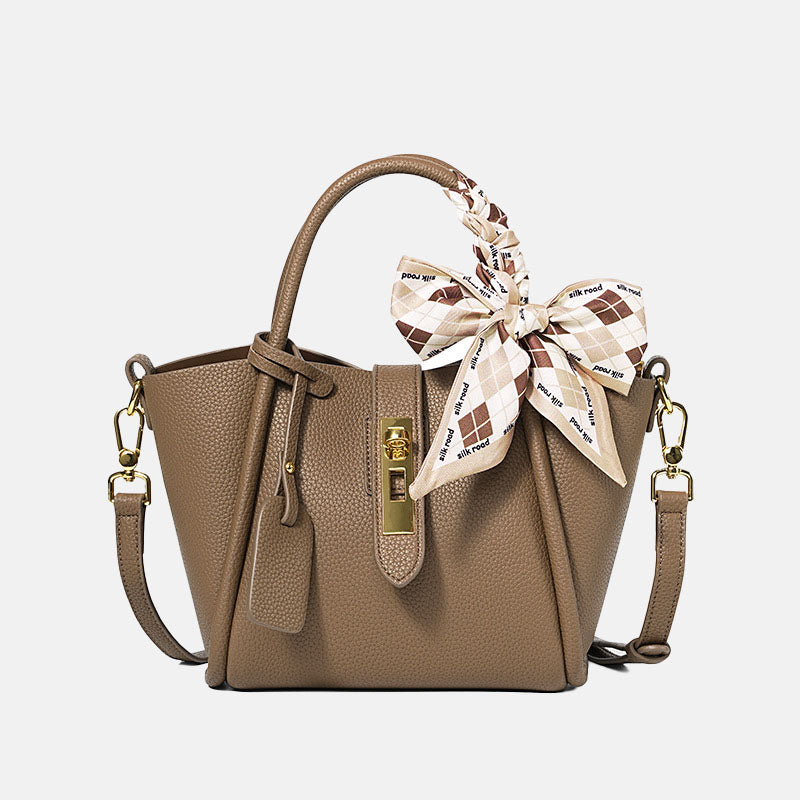 Women’s Minimalist Genuine Leather Lock Crossbody Tote Bag image 11