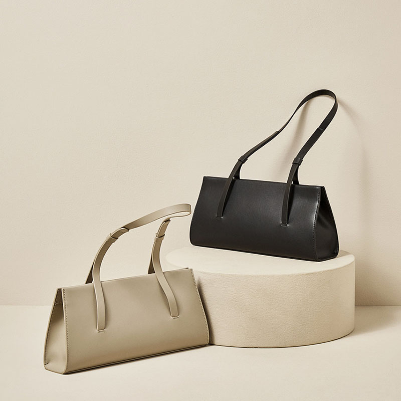 Women’s Minimalist Genuine Leather Magnetic Closure Baguette Bags image 4