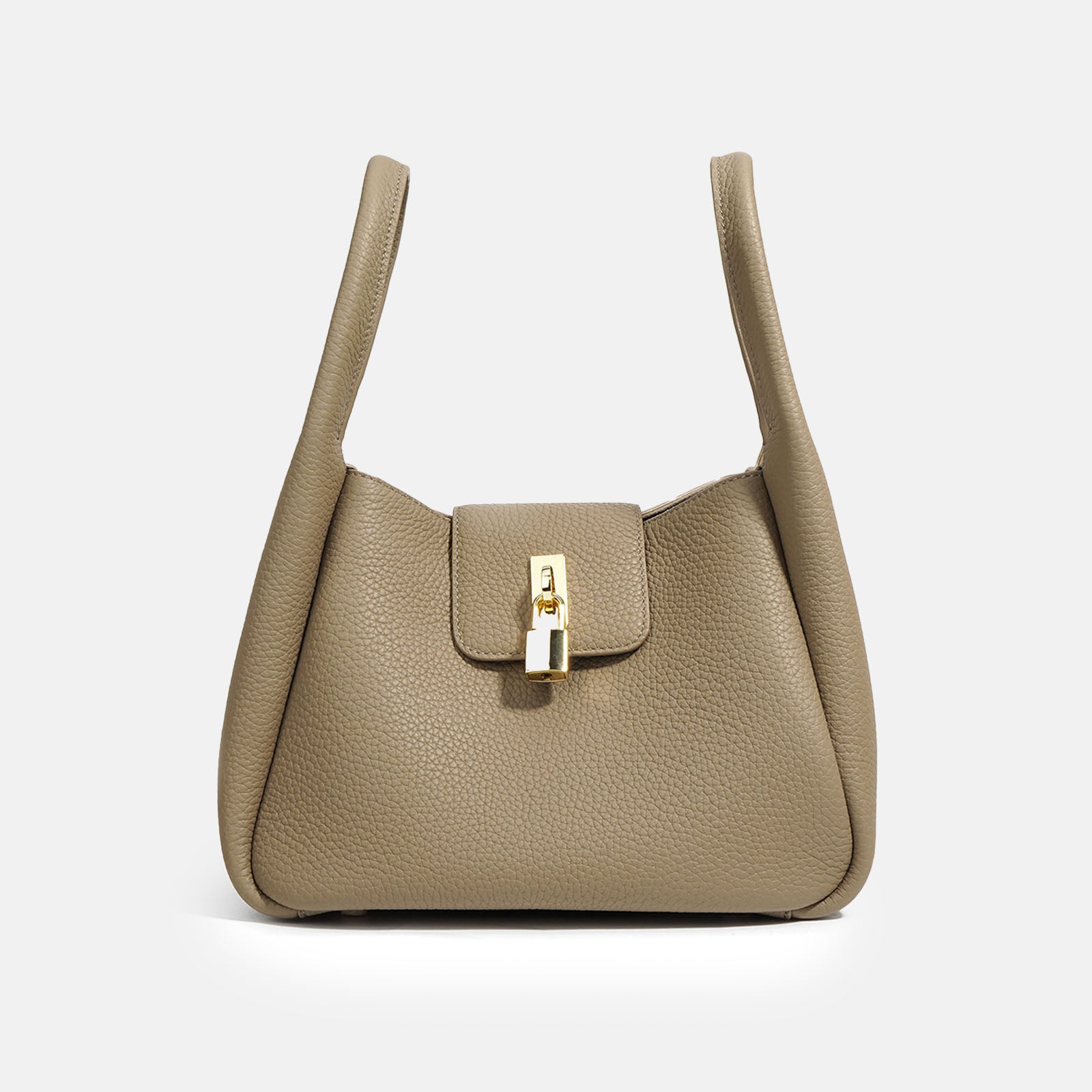 Women’s Minimalist Genuine Leather Padlock Bucket Bag image 6