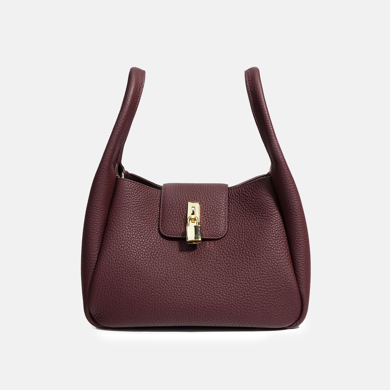 Women’s Minimalist Genuine Leather Padlock Bucket Bag image