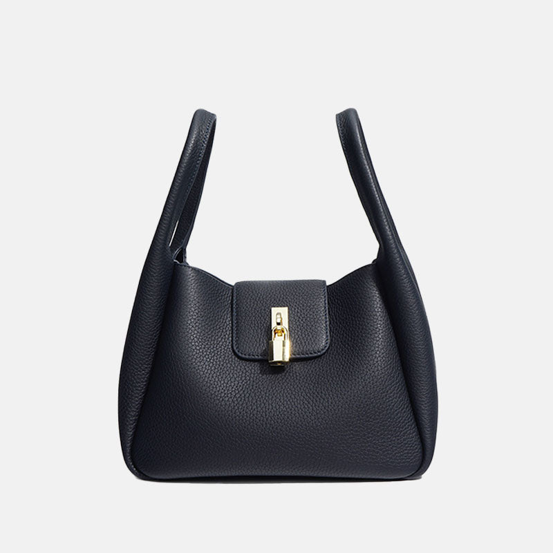 Women’s Minimalist Genuine Leather Padlock Bucket Bag image 4